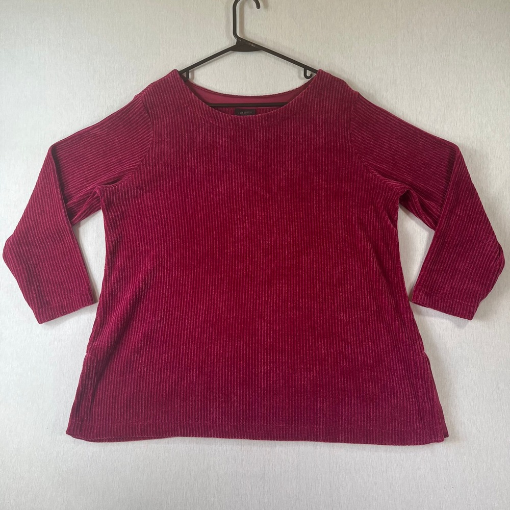 J. Jill Wearever Top XL Petite Burgundy Ribbed Chenille Knit KTP306062 Cozy Soft